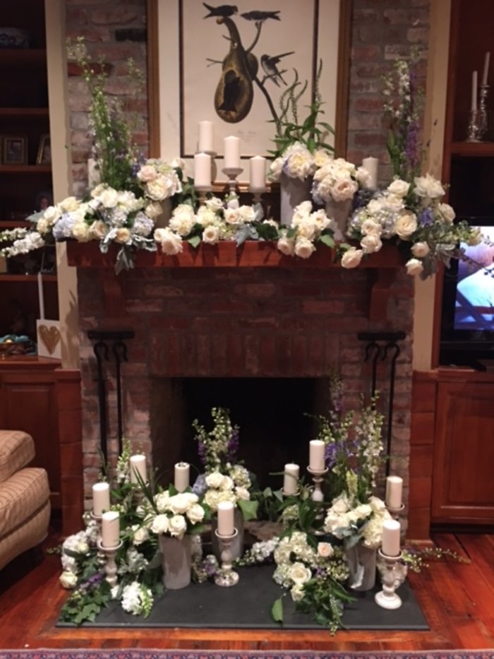 Mantle flowers and candles