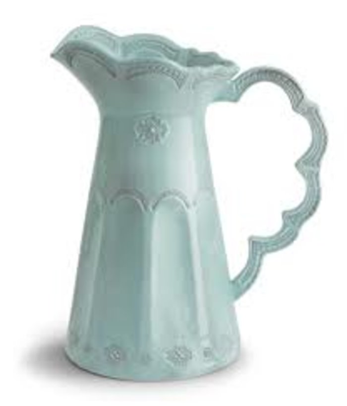 Aqua Scalloped Pitcher