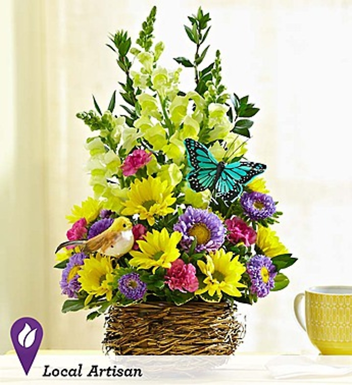 Springtime Nest Basket of Flower Basket