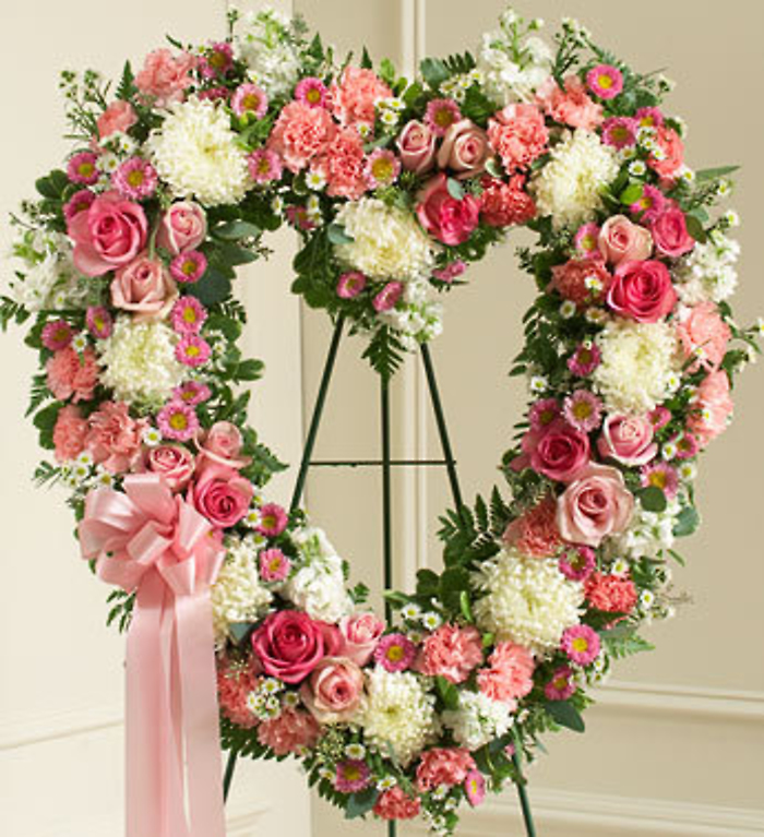 Remember Always Pink Floral Heart Tribute