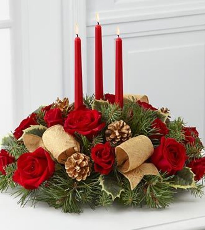 Christmas Centerpiece Red Roses