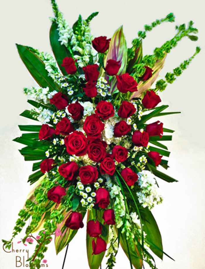 Red Roses with White and foliage