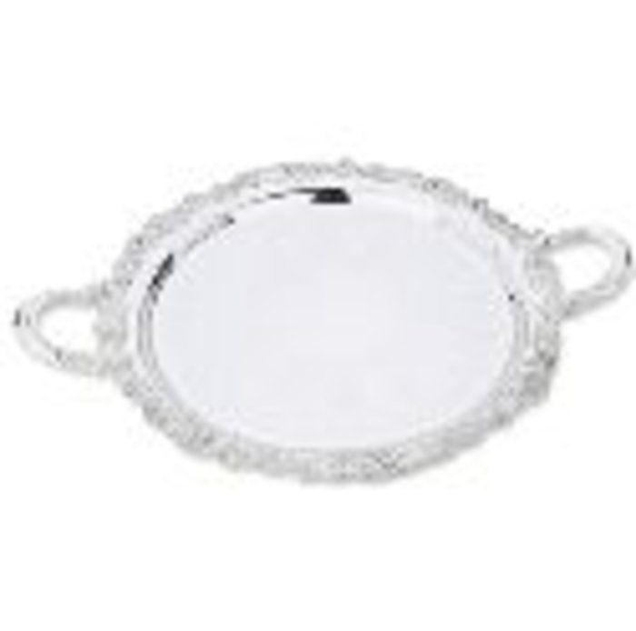 Burgundy Tray with Handles Silver