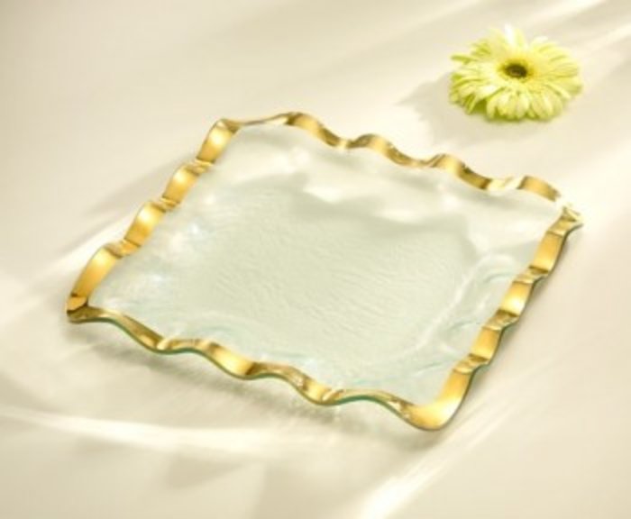 Ruffle Gold Square Tray