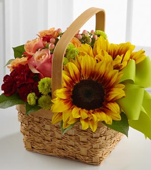 Bright Day Basket of Flowers