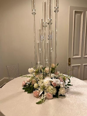 Crystal Candle and floral Centerpiece