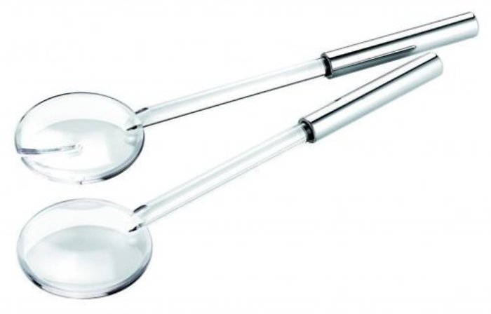 Chrome Transparent Salad Serving Set