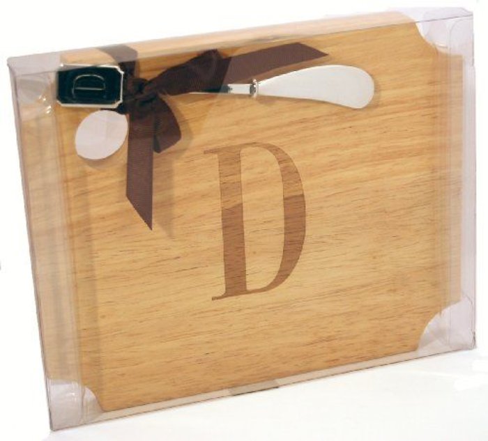 \"D\" Cutting Board with Cheese Spreader