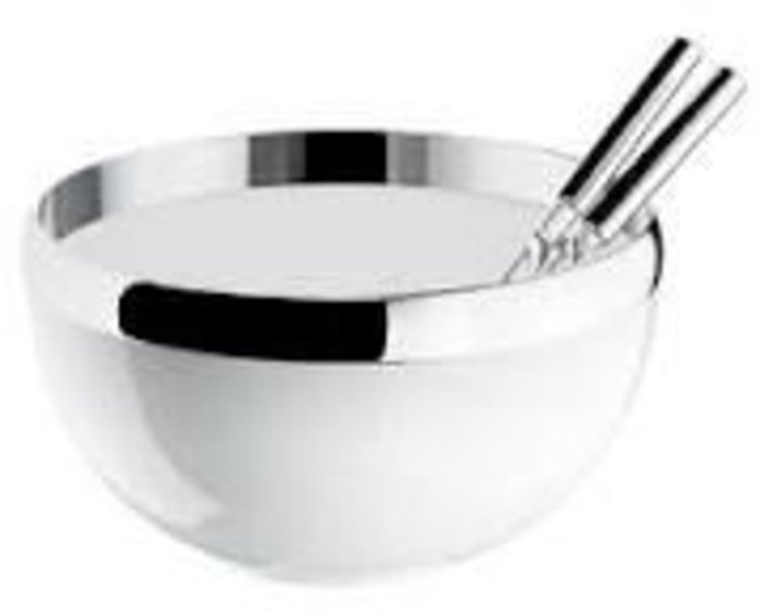 Chrome and White Salad Bowl