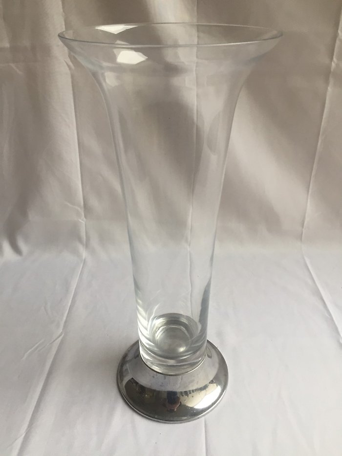 Crystal Vase with Silver Base