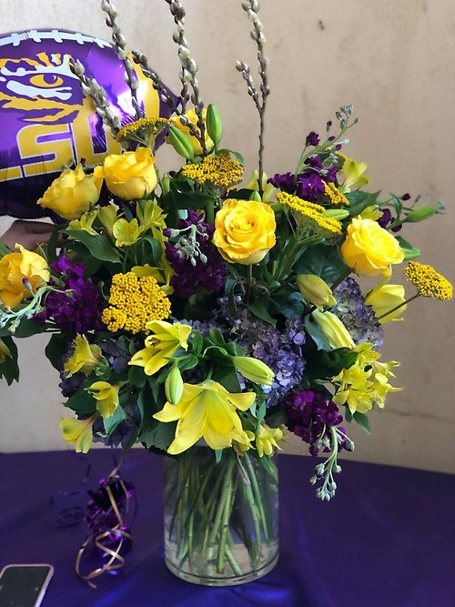 LSU purple and gold in cylinder