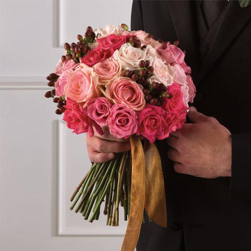 Pink Rose and Hypericum Bridal Bouquet
