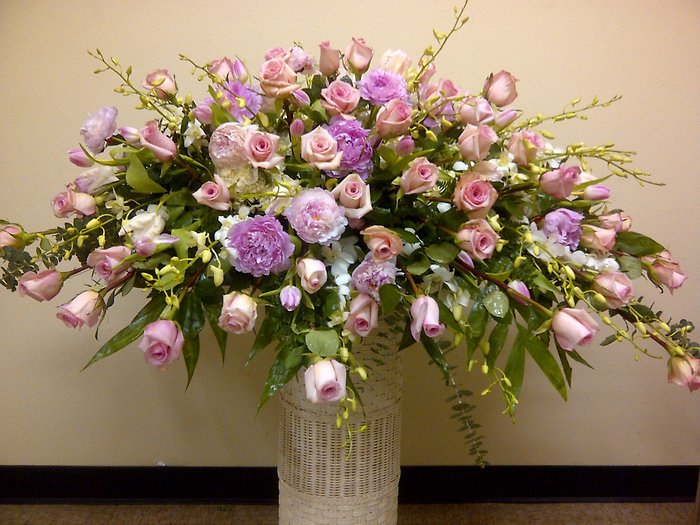 Pastel Peonies, Orchids & Roses Casket Cover